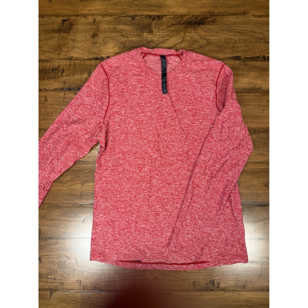 Lululemon Mens Metal Vent Tech Long Sleeve Shirt Red Heathered S Side Pocket